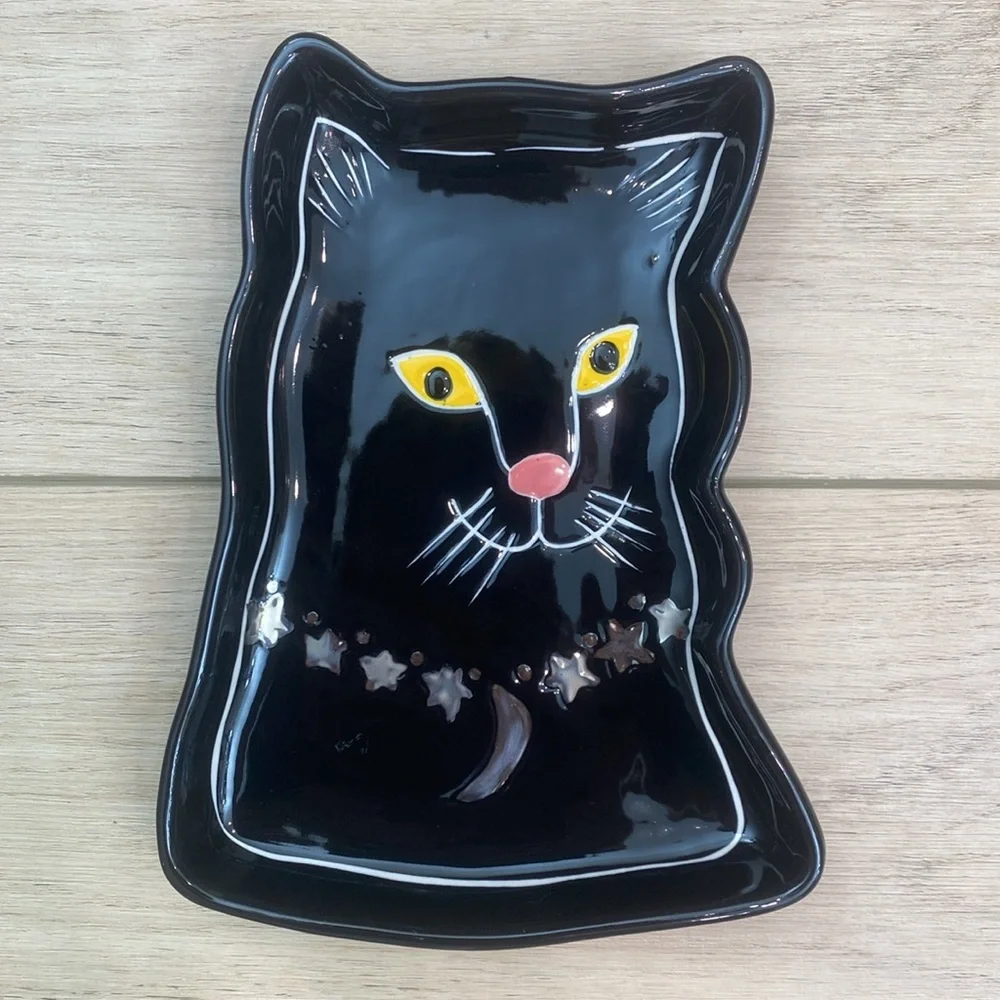 Anthropologie Francesca Kaye | Halloween Magic | Cat‎ Dessert Plate